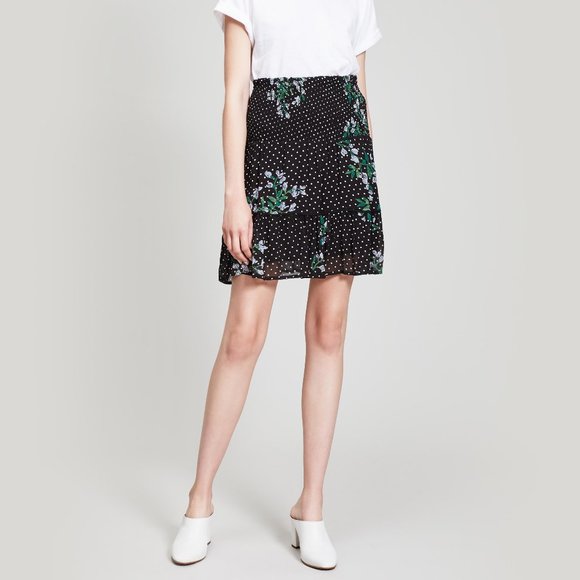 Ganni Rometty Black Floral Georgette Mini Skirt 36 - Picture 3 of 14